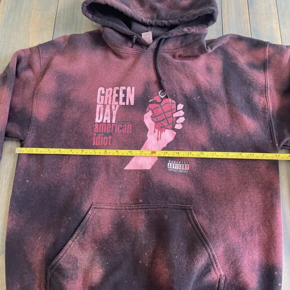 Vintage Green Day American Idiot Fan Made Hoodie Maroon Punk Rock - Size L (U8) - Picture 2 of 8